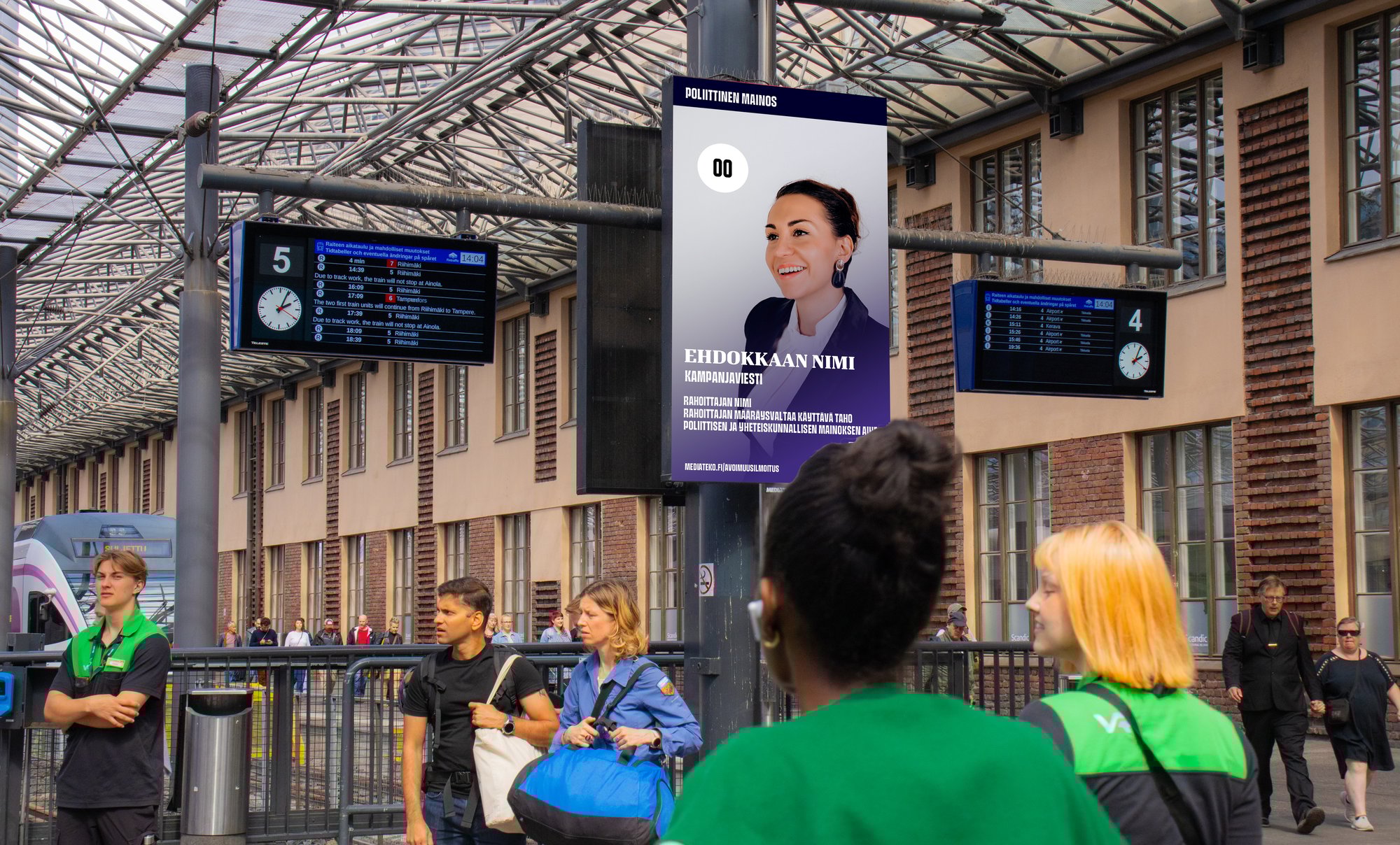 Poliittinen mainos ulkonäyttö steissi-1