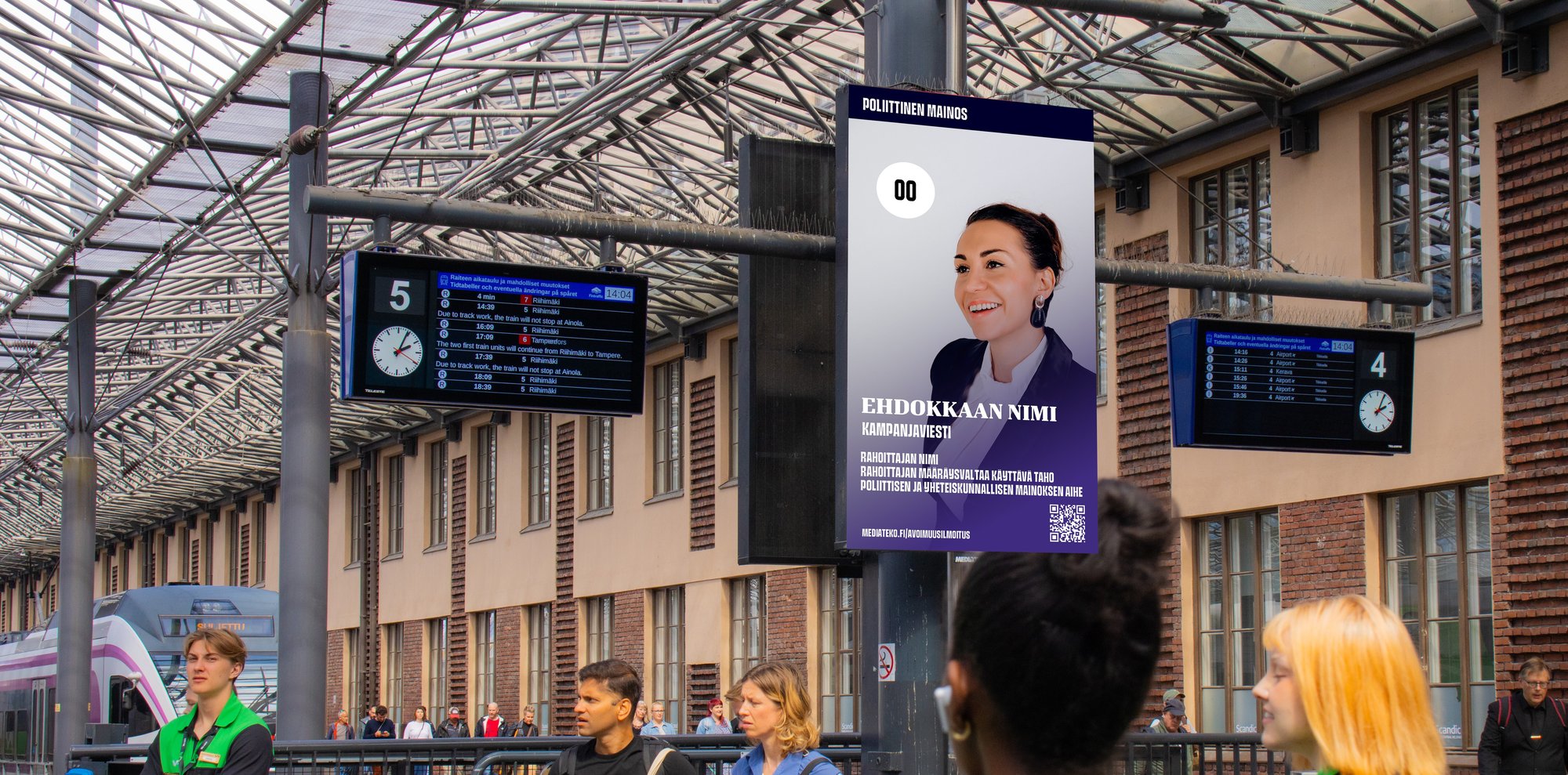 Poliittinen mainos ulkonäyttö steissi-3